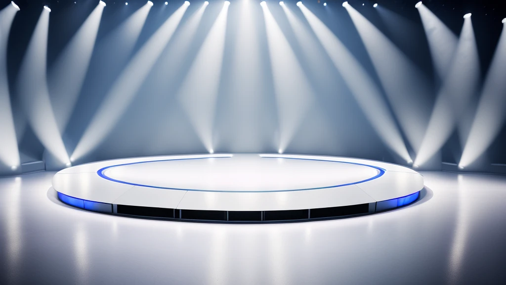 arafed empty white room and windows lights behind, futuristic room background, stage background, empty stage, interior background, futuristic room, arena background, clean white lab background, stage lighrt, futuristic setting, futuristic hall, studio background, white studio background, clean background, stage, volumetric lighting futuristic, white ambient background, personal room background