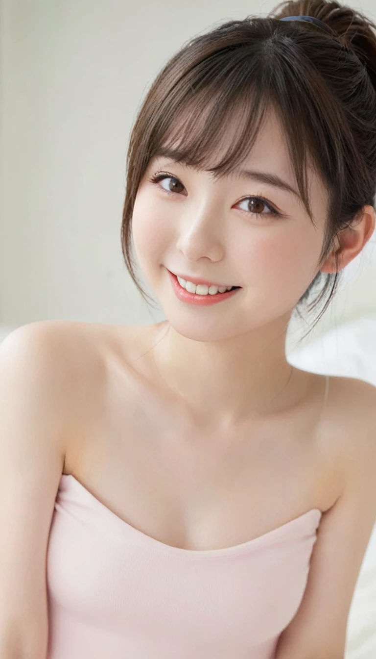 Browsing Caution, （Completely naked:1.2）,(masterpiece:1.0), (Highest quality:1.2), (Ultra-high resolution:1.2), 8K resolution,  Baby Face, beautiful girl、(3 years old:1.2), （Beautiful girl:1.2）、　Japanese、Baby Face、ponytail、belly button、Show your side、Semen on my chest、（Child body type:1.2）、Flat Chest、Sharp focus, Cinema Lighting, Beautiful face in every detail, Detailed skin texture, Pale skin, （Flat Chest1:2）, Detailed brown hair,  smile, Realistic glowing skin, Beautiful plump nipples,Slim waist, 魅惑的なsmile, show own pussy for the viewer, bautiful puffy nipples,Pink areola、tiny pussy, head to knees,