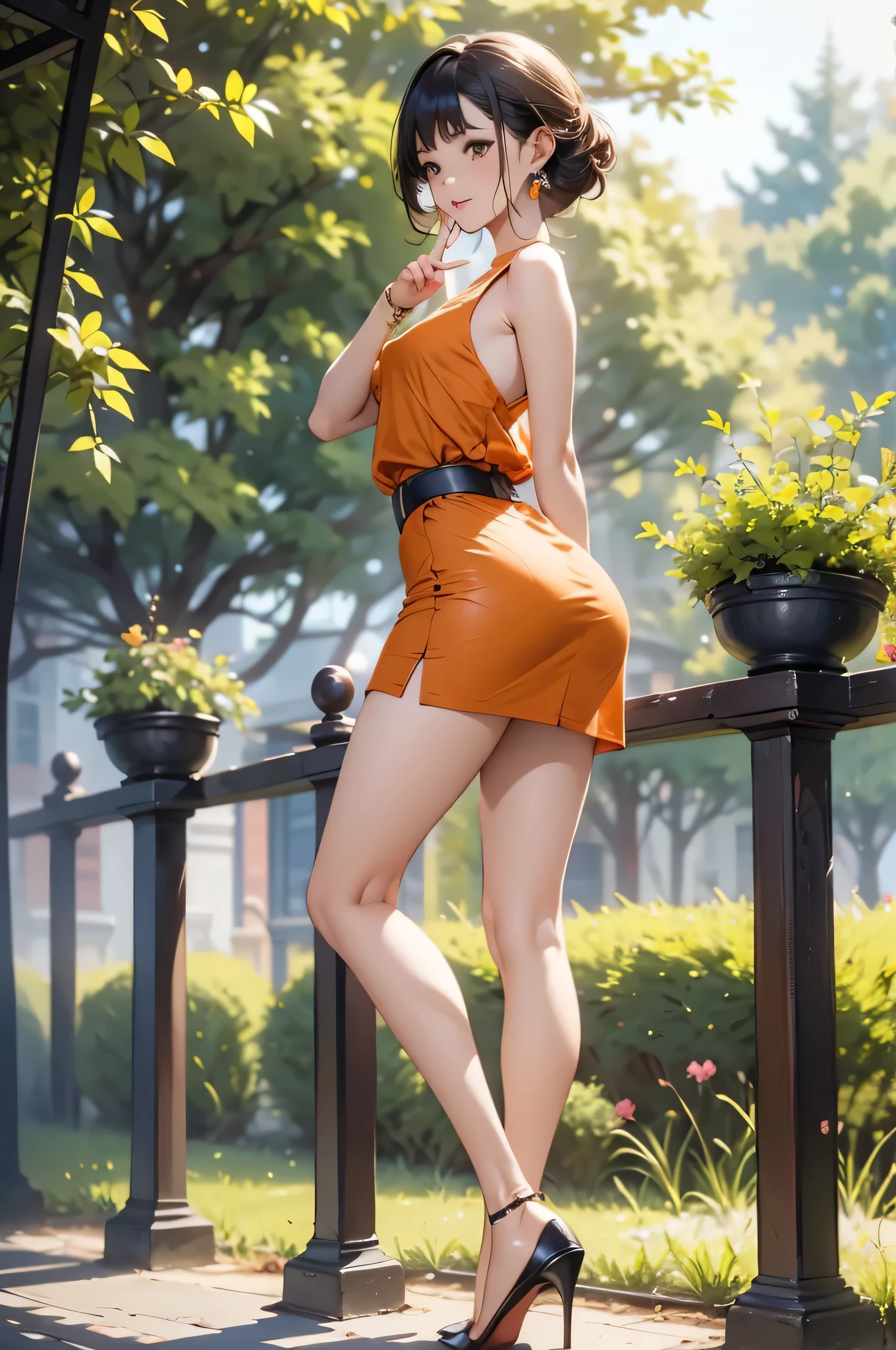 Beautiful woman with short straight black hair with green eyes wearing a Yellow Mock Neck Cut Out Tight And Short Dress, Sexy Criss Cross Mock Neck Dress With Short Sleeves, luxurious jewelry and luxurious necklace, rimless glasses, high heel shoes, standing in the street at night, (caucasian skin), (light brown lipstick), (elegant mascara), (slim body with abs), (small breasts), (wide hips), midjourney, <lora:GoodHands-, <lora:GoodLegs-, UHD, high resolution, (masterpiece:1.9, best quality), (expressive eyes, perfect face, full body, expressive face, perfect body, perfect pussy, athletic, fit, slim body, blushing, Perfect makeup, eyeliner, beautiful eyelashes, smiling, horny face), ((best illumination, best shadows)), ((sexy pose))