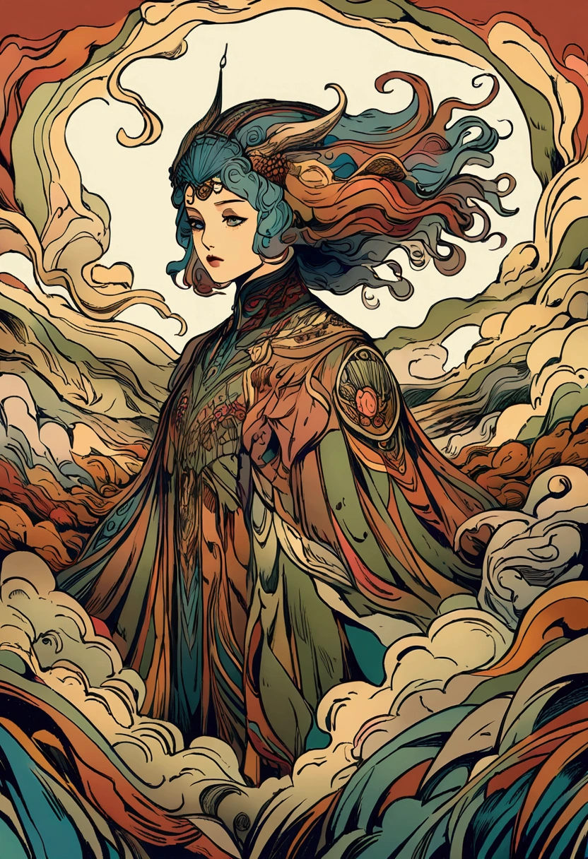grassland,Kite,Rich colors,Illustration style
