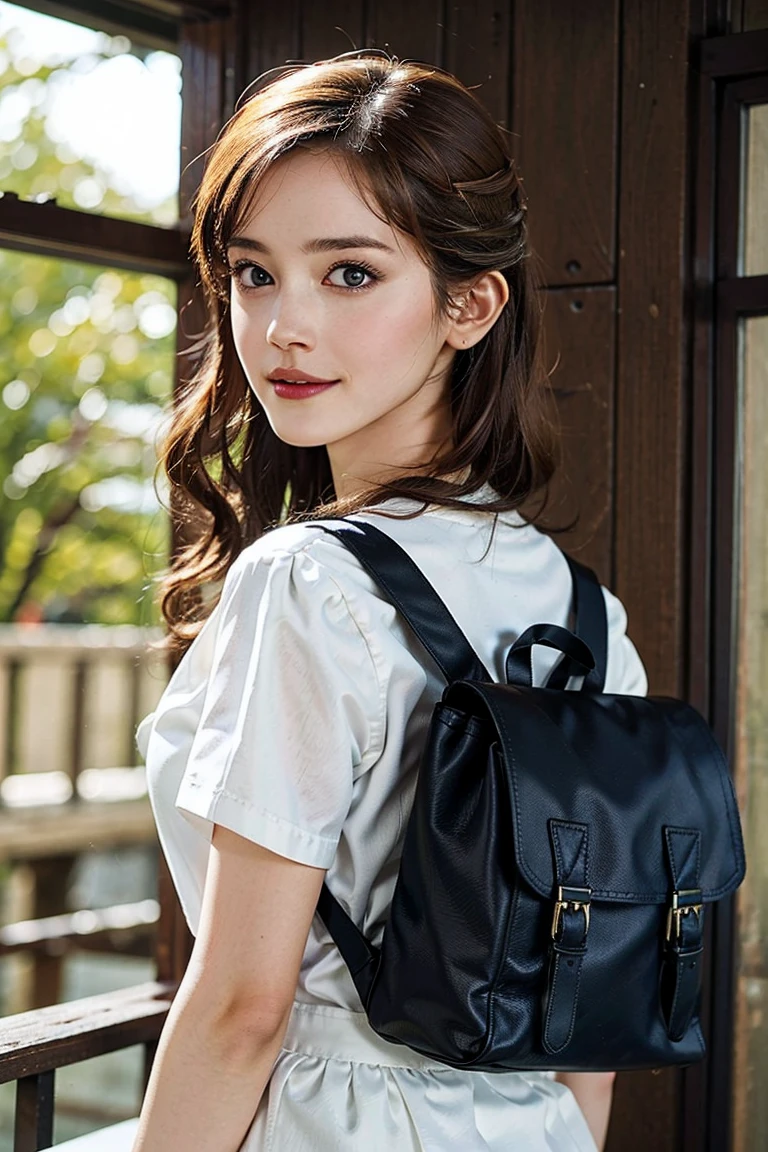 (Preserve face images), pale face:1.3、Super thin face:1.3, (very big eyes:1.5)、 (blown eyes:1.5), master piece、8K, {highest quality}, {{masterpiece}}, {very delicate and beautiful}, outstanding light and shadow, highly detailed wallpaper, clear and bright sパフスクロップドオーガニックコットンポロシャツ、Pleated linen blend culottes、Recycled Rubber Sneakers、Upcycled Leather Backpack、Biodegradable Acetate Boxy Regeneration、Eco-friendly shell ring Toothless smile:1,5), Drinking coffee in a cafe in Shibuya:1.3