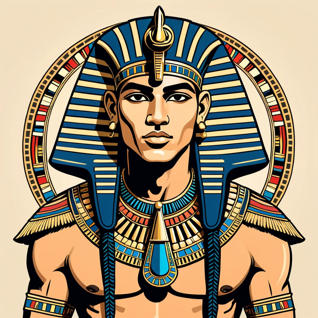 man in native egyptian folk outfit, vector graphics, strong contours
