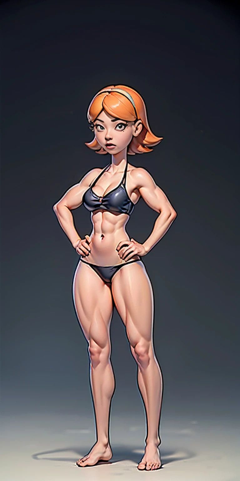 Scenary: Plain background Character: Solo Female: Body, full body toe to head: Tall and slim with an hourglass figure Toned and muscular physique Slender abs Perfect anatomy (hands on hips, good hands, best hands)