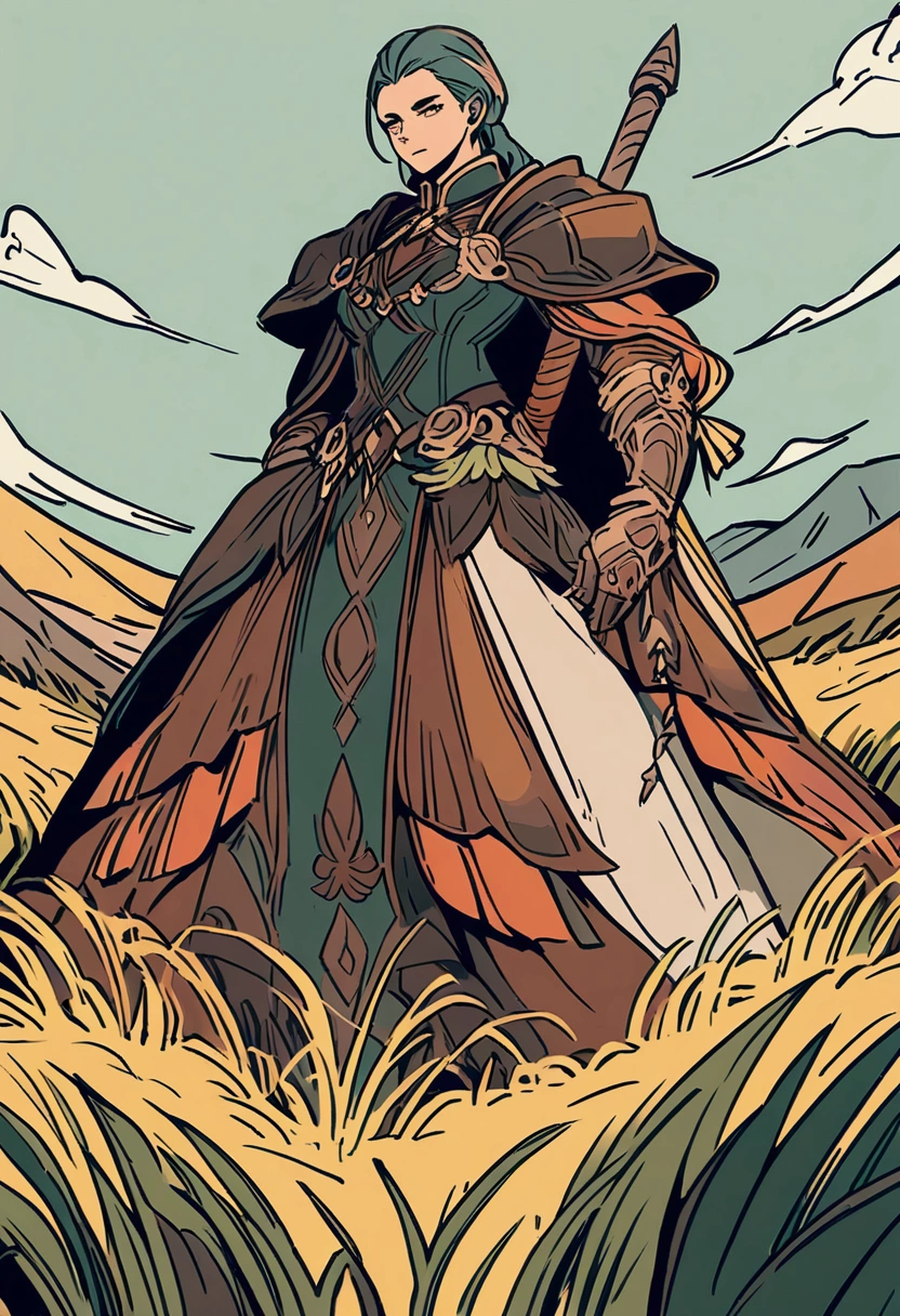 grassland，Kite，Rich colors，Illustration style