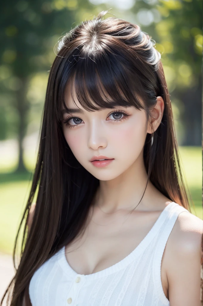 {{a extremely delicate and beautiful girl}}, {{extremely delicate and beautiful girl}}, {{{soft focus}}}, {{{perfect details}}}, {{{detailed and beautiful}}}, close shot, looking away, depthoffield, look up to, beautiful detailed fullbody, longuette, {{{woman}}}, young, Long hair, spiked hair, wept bangs, grey hair, Perfect face, ?, detailed beautiful eyes, white skin, piercing, harajuku fashion, sleeveless shirt, open clothes, landscapes, white background, blurry background, cinematic lighting, flowing transparent white, {{{best masterpiece}}}, {{{best quality}}}, {{{extremely detailed 8K wallpaper}}},