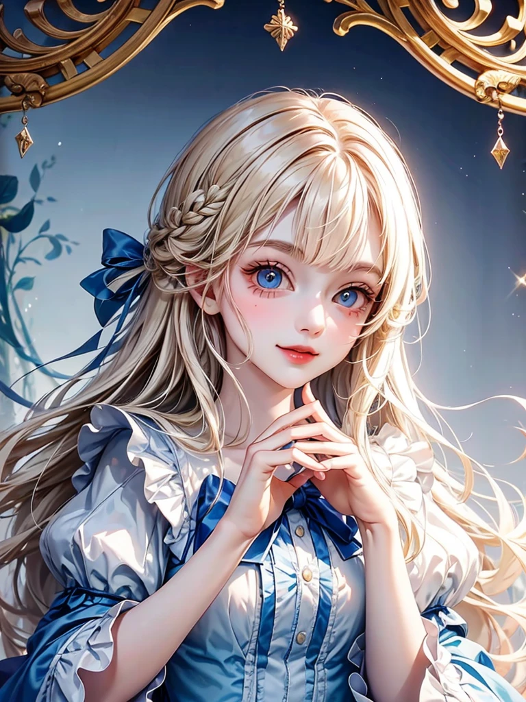 delicate Big eyes I have long hair Cute girl smile Alice in Wonderland