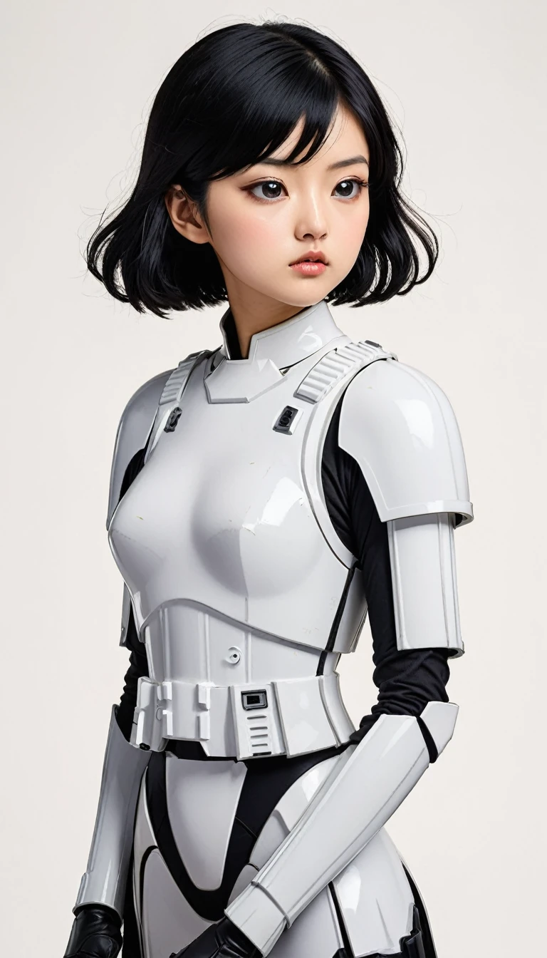 Stormtrooper、19 years old、woman、Black Hair、Shortcuts、Japanese、Yokogami、Upper Body、Simple Background