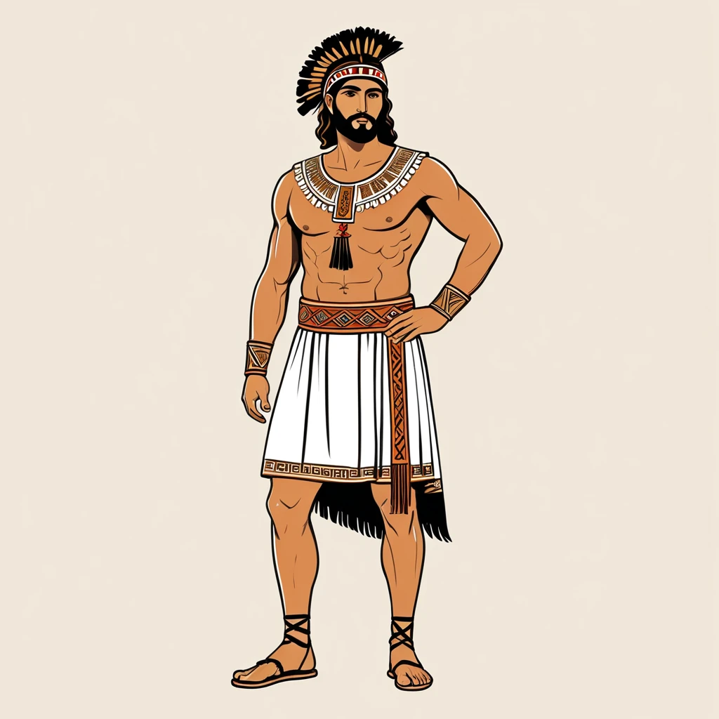 man in native greek folk outfit, vector graphics, strong contours
