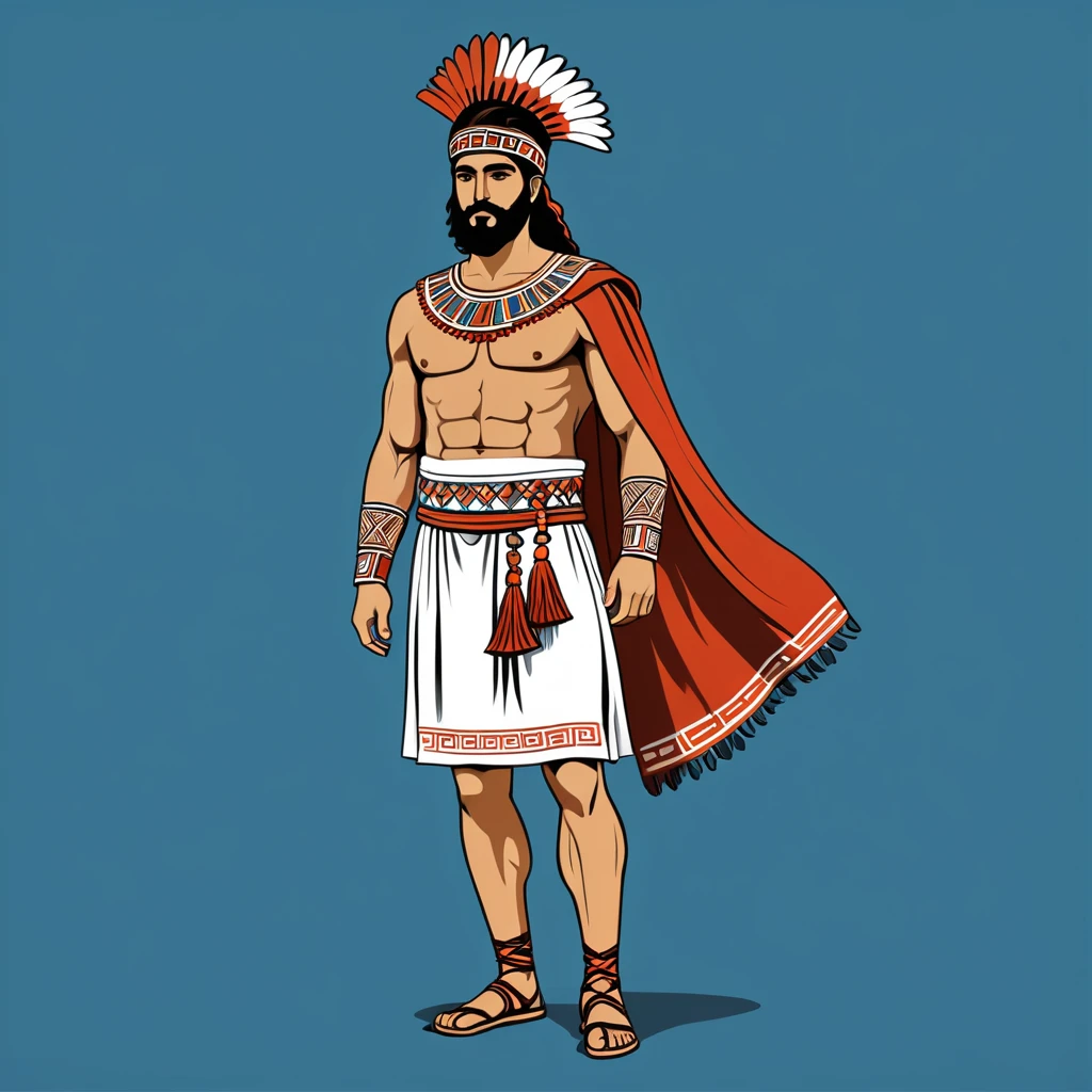 man in native greek folk outfit, vector graphics, strong contours
