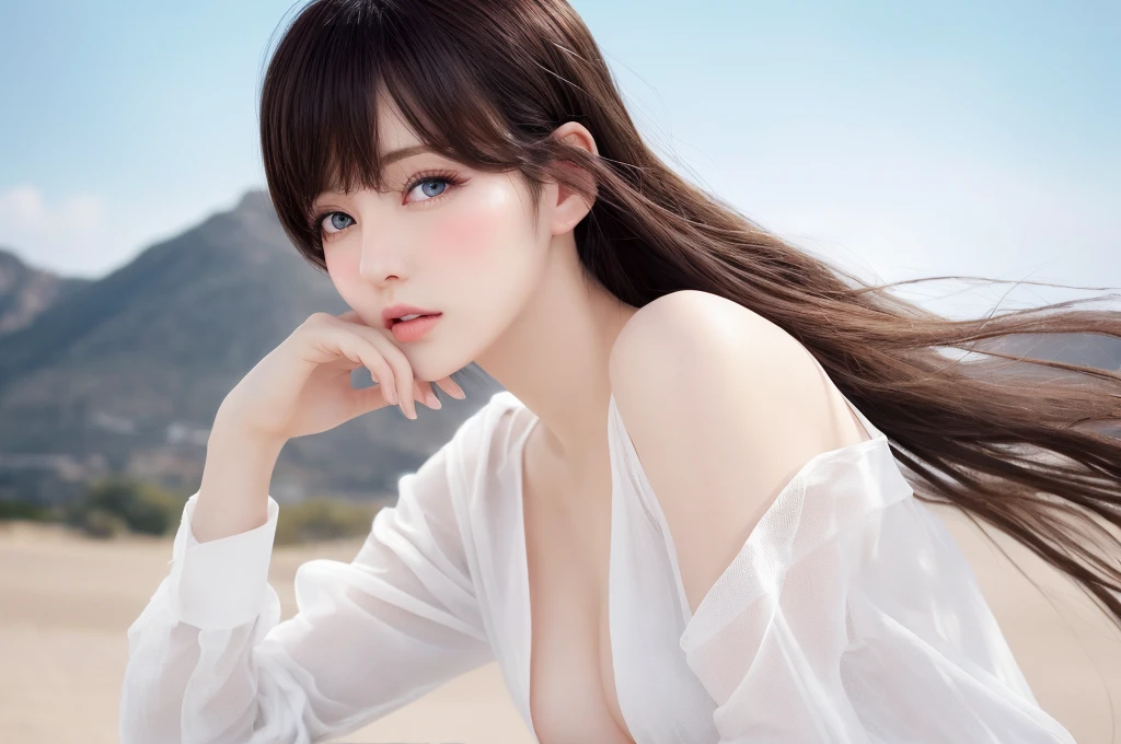 {{a extremely delicate and beautiful girl}}, {{extremely delicate and beautiful girl}}, {{{soft focus}}}, {{{perfect details}}}, {{{detailed and beautiful}}}, close shot, looking away, depthoffield, look up to, beautiful detailed fullbody, longuette, {{{woman}}}, young, Bob hair, spiked hair, wept bangs, grey hair, Perfect face, ?, detailed beautiful eyes, white skin, piercing, harajuku fashion, 白いシャツ,shirt, open clothes, landscapes, white background, blurry background, cinematic lighting, flowing transparent white, {{{best masterpiece}}}, {{{best quality}}}, {{{extremely detailed 8K wallpaper}}},