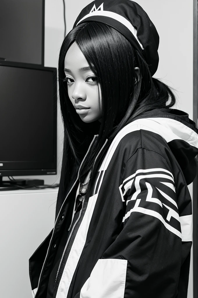 make a black and white anime rapper
