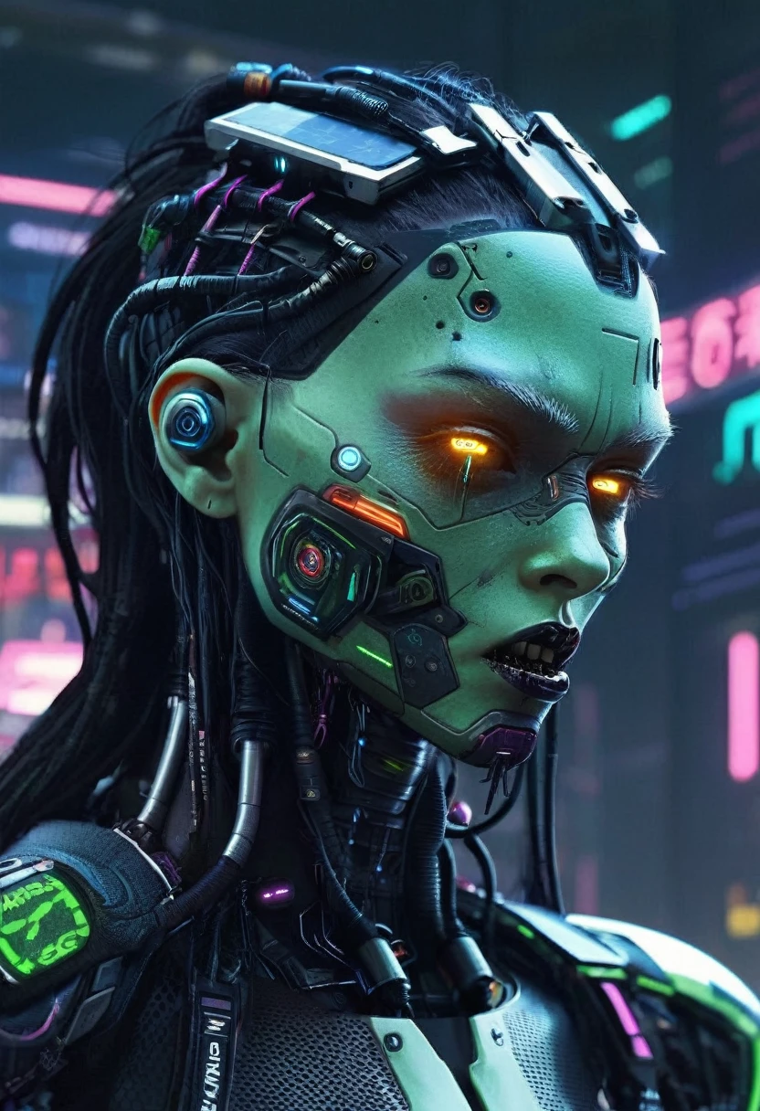 Cybernetic zombie cyberpunk futuristic