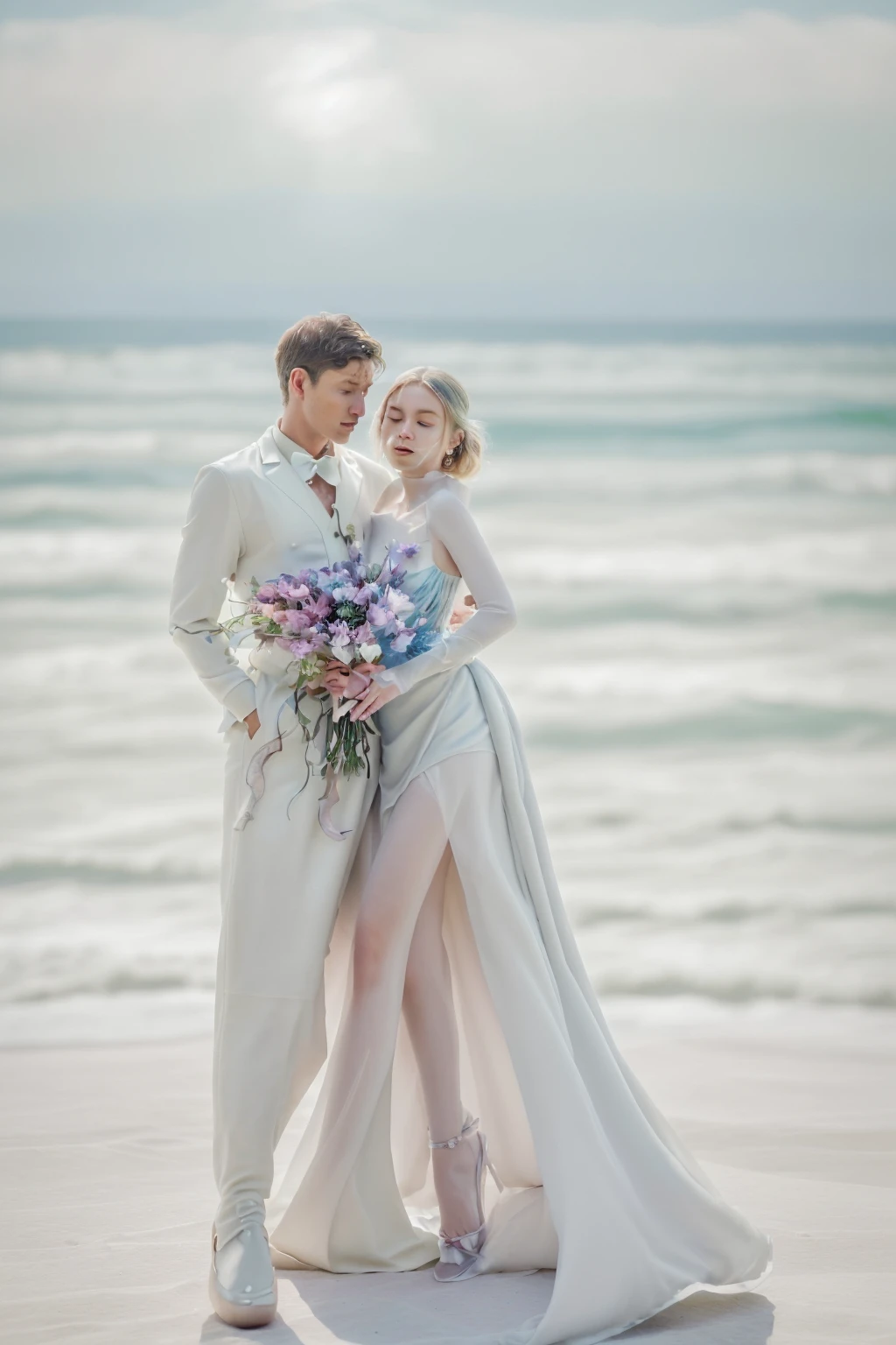 hhxl,couple in exquisite dresses,surrounded by a sea of flowers,creating a dreamy atmosphere. Fashion style,real photography style,4K,shot with Canon EOS5 camera,Ultra HD resolution,, cinematic,a sense of scale and narrative,ethereal scenes,peaceful solitude,stunning contrasts and shadow,introspection,8k,Photography,super detailed,hyper realistic,masterpiece,Depth of field,Bright color,Super lightsensation,Caustic,