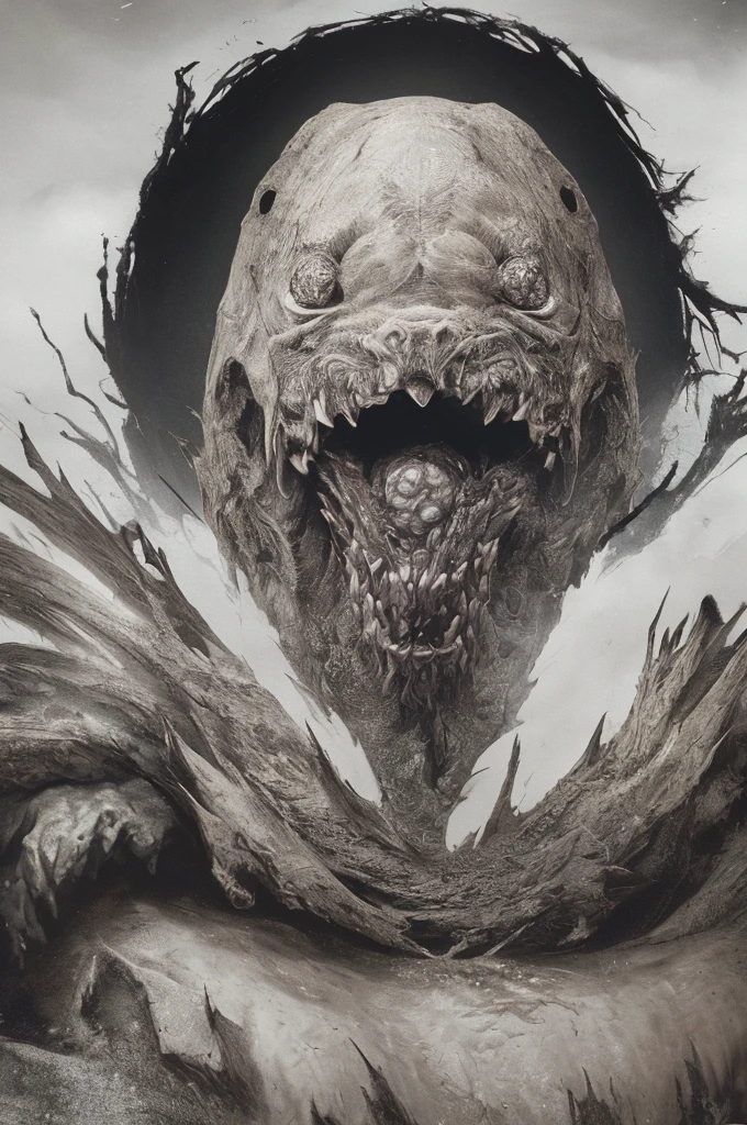 (Highest quality、High resolution、8K、Accuracy、masterpiece: 1.2)。Strange landscapes and monsters。
