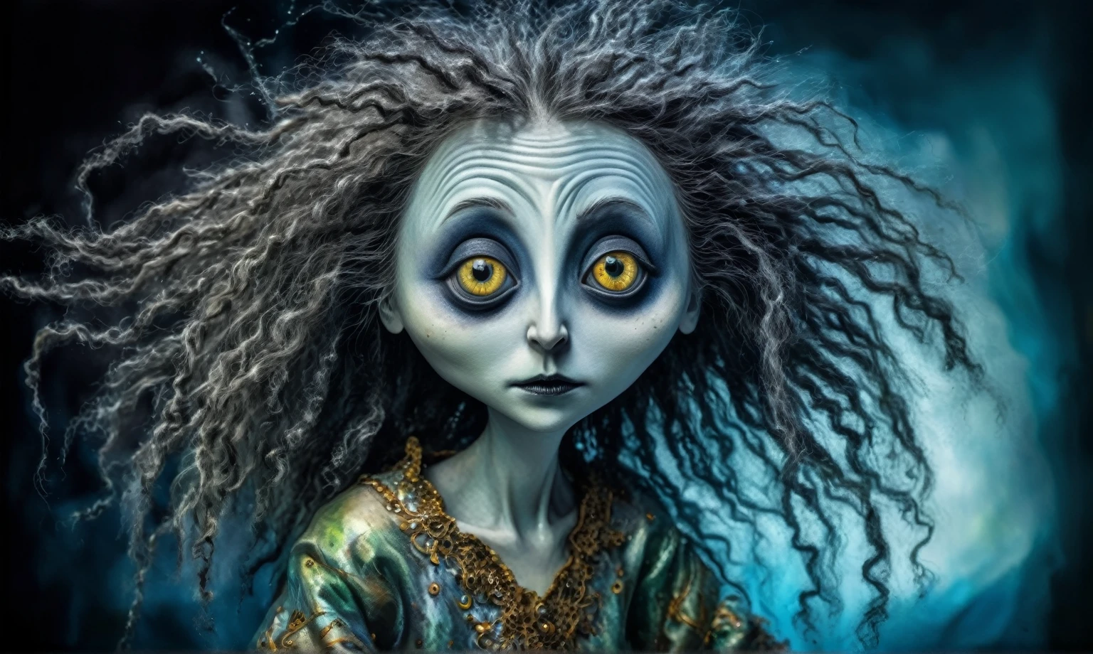 full body length shot,beggar graphite Manganite sparas, wants eat,survival indoor Korean psychiatric clinic,Cinematic,soft colors, Technicolor,natural skin textures, hyper realism, hyper detailed,Extremely detailed,High contrast,Masterpiece,Realistic,Ultra Detailed, intricate details,realistic humid leather,extremely intricate,Epic Realistic, cinematic style,irina yermolova,high contrast,hdr,extremely detailed, masterpiece,intricate details,faded,eyes extremely detailed, high detailed eyes,16k resolution,RAW,retina, Nikon Z9,tkt style, Pisces,perfect iridescent curly longhair,transition between two art styles, Ink painting to photorealism, Double contact, X-ray, Creative, vivid light, masterpiece, fantasy, Abstract, Surrealism, super detailed, high resolution, stop:35,(((creature with a spectral and ghostly appearance)). Her skin is pale, almost translucent.strange wears , halfface completely missing, eyesless ,insane Mulan