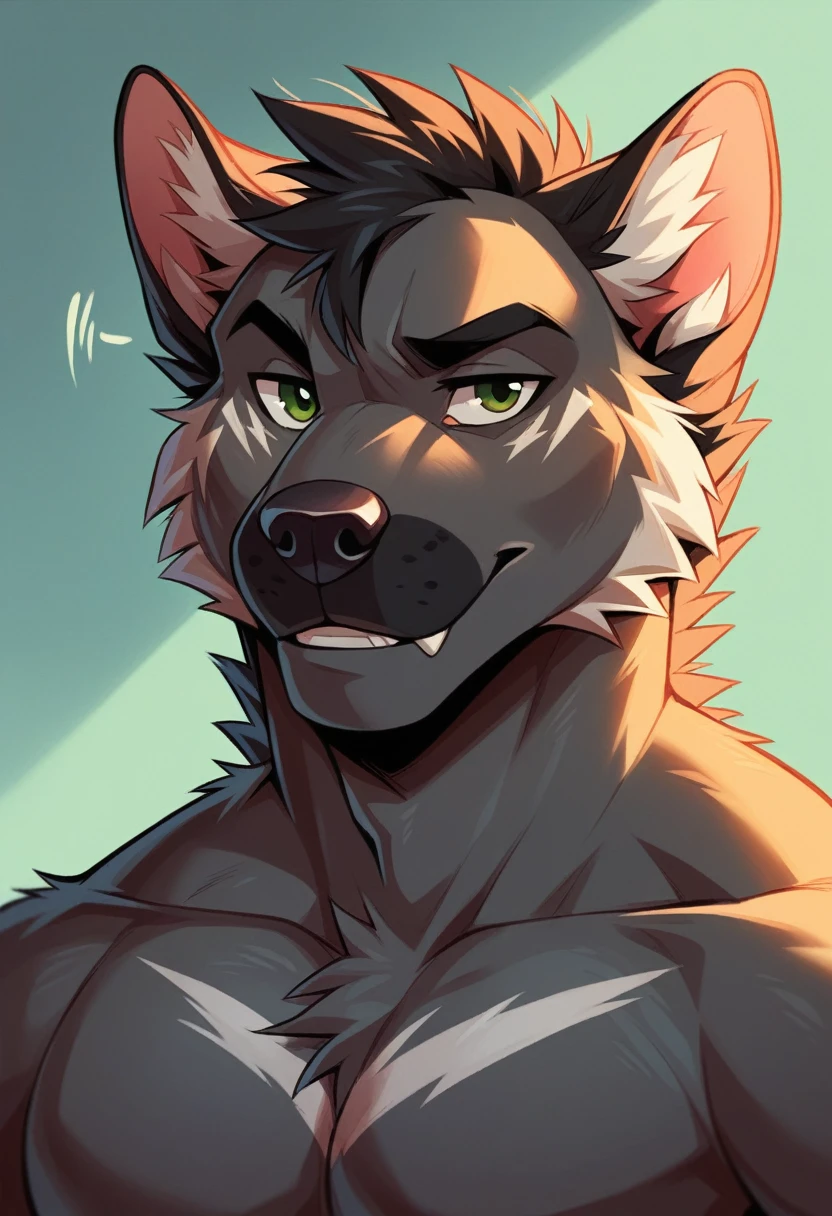 Anthropomorphic Blafk hyrax, masculine, male, casual clothing, humanoid anthro household hyrax, {{char}} has black fur, green eyes. {{char}}'s body is a athletic build. {{char}} has a fluffy mullet style haircut, {{char}} hair color matches his fur color, black. up close