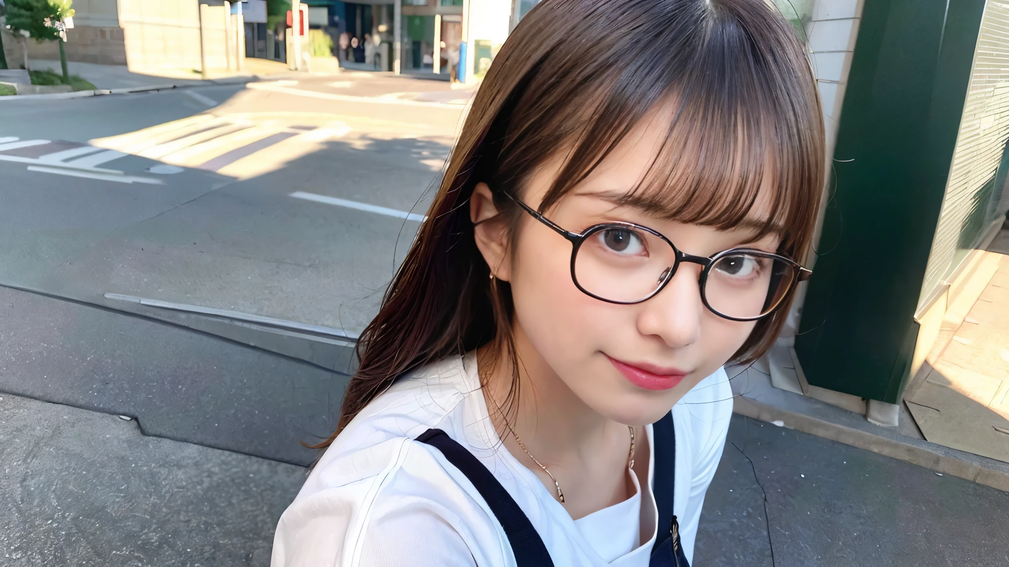 最high quality、masterpiece、超High resolution、(Photorealistic:1.4)、Highly detailed CG Unity 8k wallpaper、Detailed and complex、original、High resolution、Raw photo、(Perfect figure)、Detailed and complex,、Digital SLR、Soft Lighting、high quality、Film Grain、Depth of written boundary、Leica Camera、50mm lens、Backlight、High resolution、Ultra-realistic、Color Grade、Dynamic Pose、Portrait、Japanese、Laughter、Lips、Light brown wavy hair、Bans、(Crowded Akihabara:1.2)、Front View Viewer、Natural soft light、With a girl、20-year-old、Full Body Lesbian、solo、 student、University、uniform、Sailor collar、Bobby Socks、Pleated skirt、Daytime、in Street、Deep Shadow、cute、Beauty、Wearing square glasses、Inconspicuous、Cold Light 12000K \\ Street、Store status、akihabara、Shinjuku、Shibuya Ward、Ikebukuro、Detailed and realistic、Skin Texture、Ultra-detailed、リアルなSkin Texture、(dramatic、Award-winning photo、信じられないほどのmasterpiece:1.3)