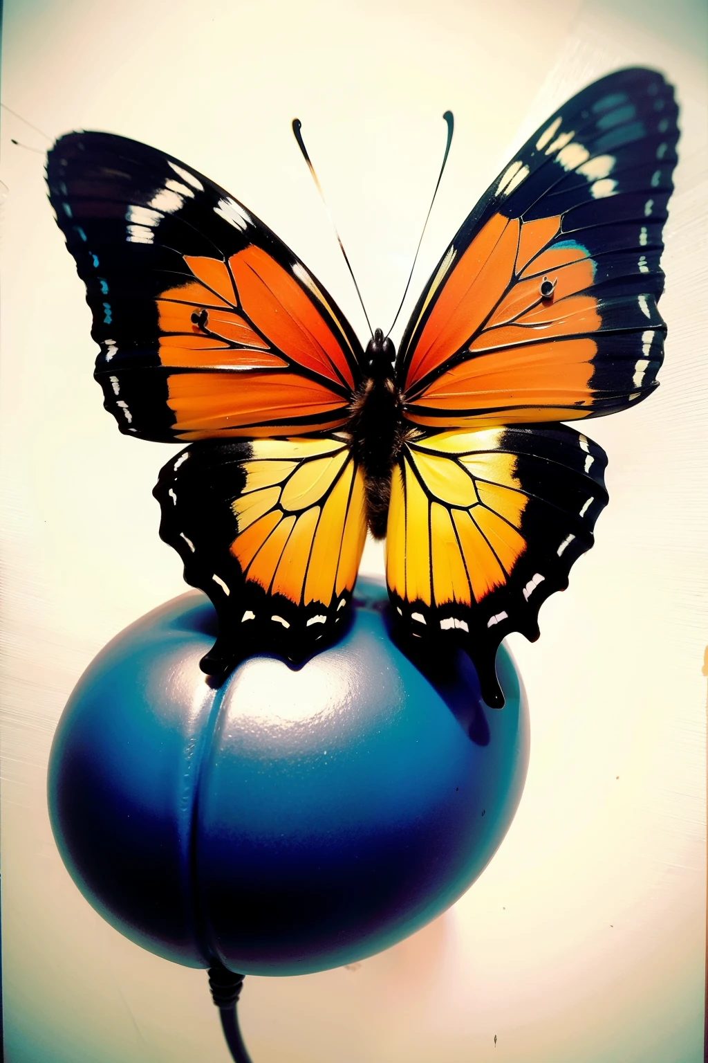 Hand painted butterfly with heavy texture,Abstract solid color,A hand-painted background