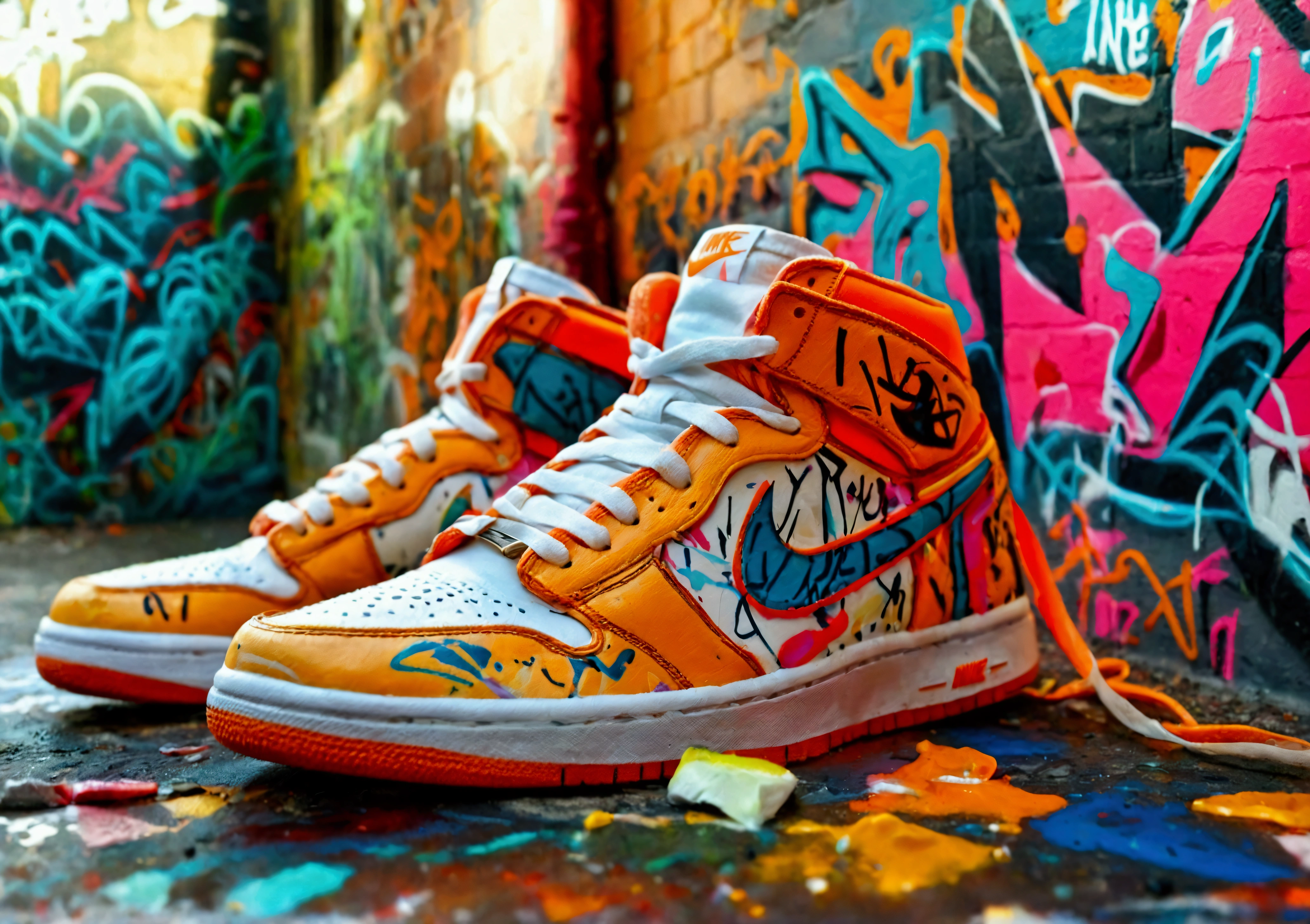graffiti, sneakers nike, Full image, High resolution High contrast