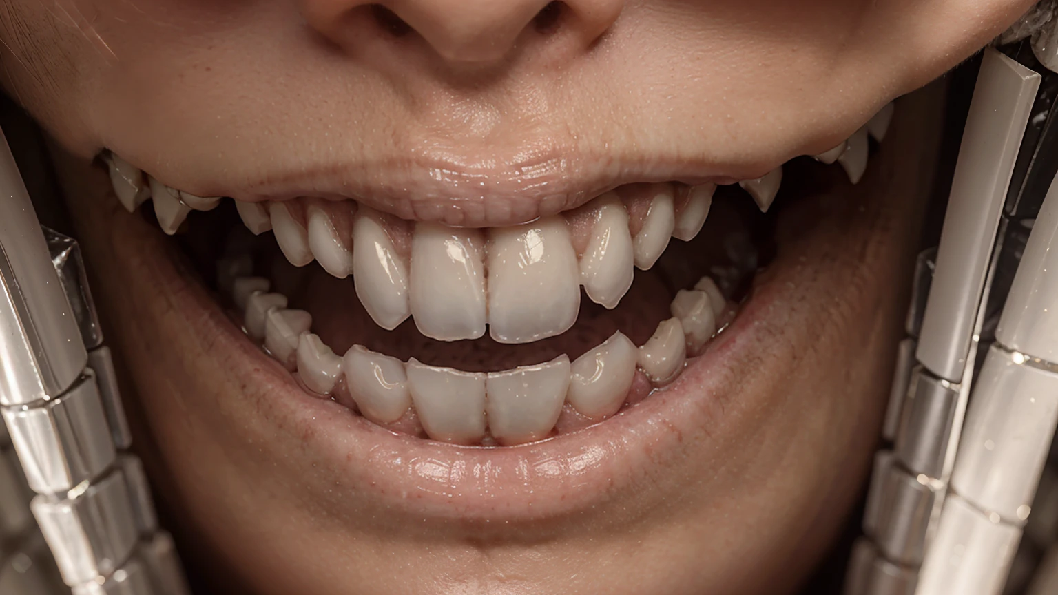 A close-up shot of a strong bone structure interwoven with sparkling calcium crystals. Adjacent to it, a glowing tooth emphasizes dental health. The scene has a medical illustration style with detailed textures, showing the strength and density of bones and teeth.