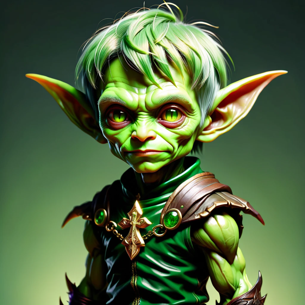 goblin human cross Age: 4
Appearance: Tiny with olive-green skin and dark green hair often