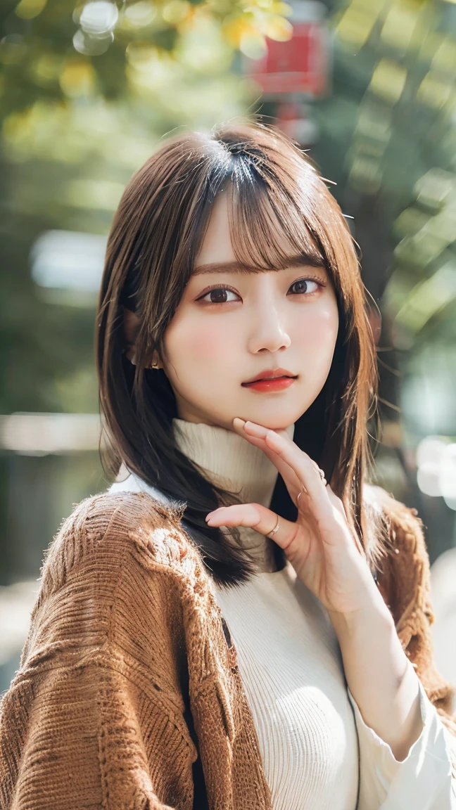 ((Highest quality,4K,High resolution,masterpiece:1.2)),((Character Concept Art)), ((Very finely crafted fingers)), ((Human finger length)), (((10 fingers))), 1 female, (Full-body showcase), (Brown short hair), Big Breasts, Improve her overall look, ((Exquisite detail)), (Standing still with confidence), (Show your whole body), (Jacket), (denim), Scenery of the city.
