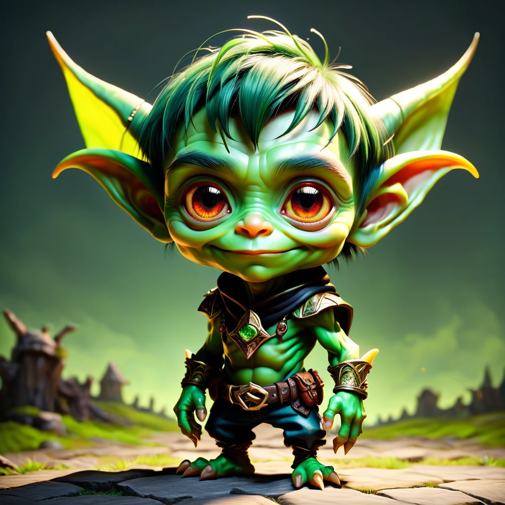 goblin human cross  Age: 4 year old

Appearance: Tiny with olive-green skin and dark green hair often 