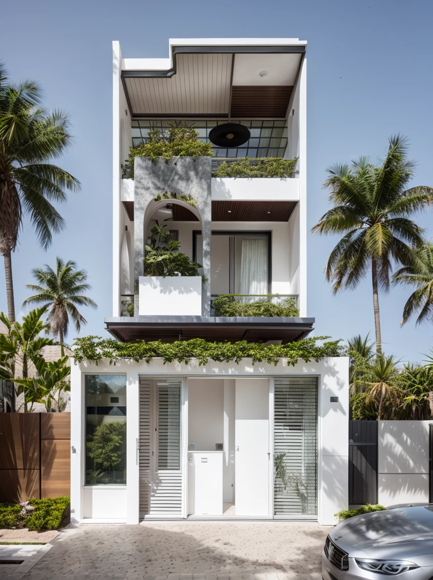 house exterior modern style, modernism, masterpiece, highquality, realistic photo, canon eos 5D mark, natural light, 