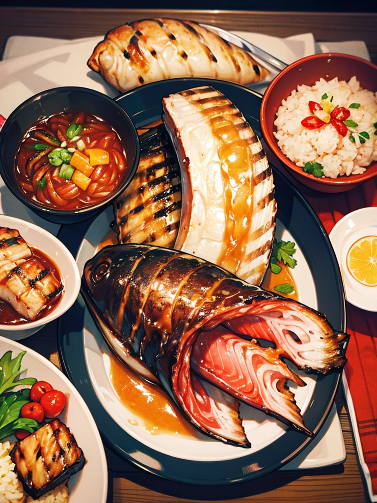 Grilled eel, Japanese food, canteen, 1 Girl, 