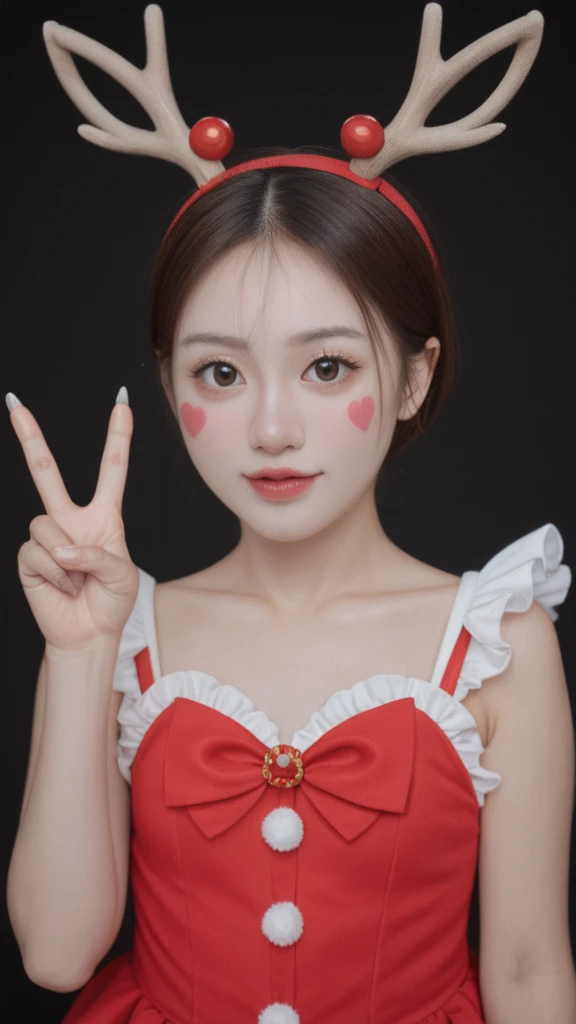 realistic,score_9, score_8_up, score_7_up,
Hyperrealism,illumination, 1girl, stand, upper body, simple background, small breasts, from front, Deer antler hairpin,outdoor,Dynamic lens,Dynamic Action,Give a V victory sign, Circus Costumes,8-year-old girl,big eyes,Fat Face