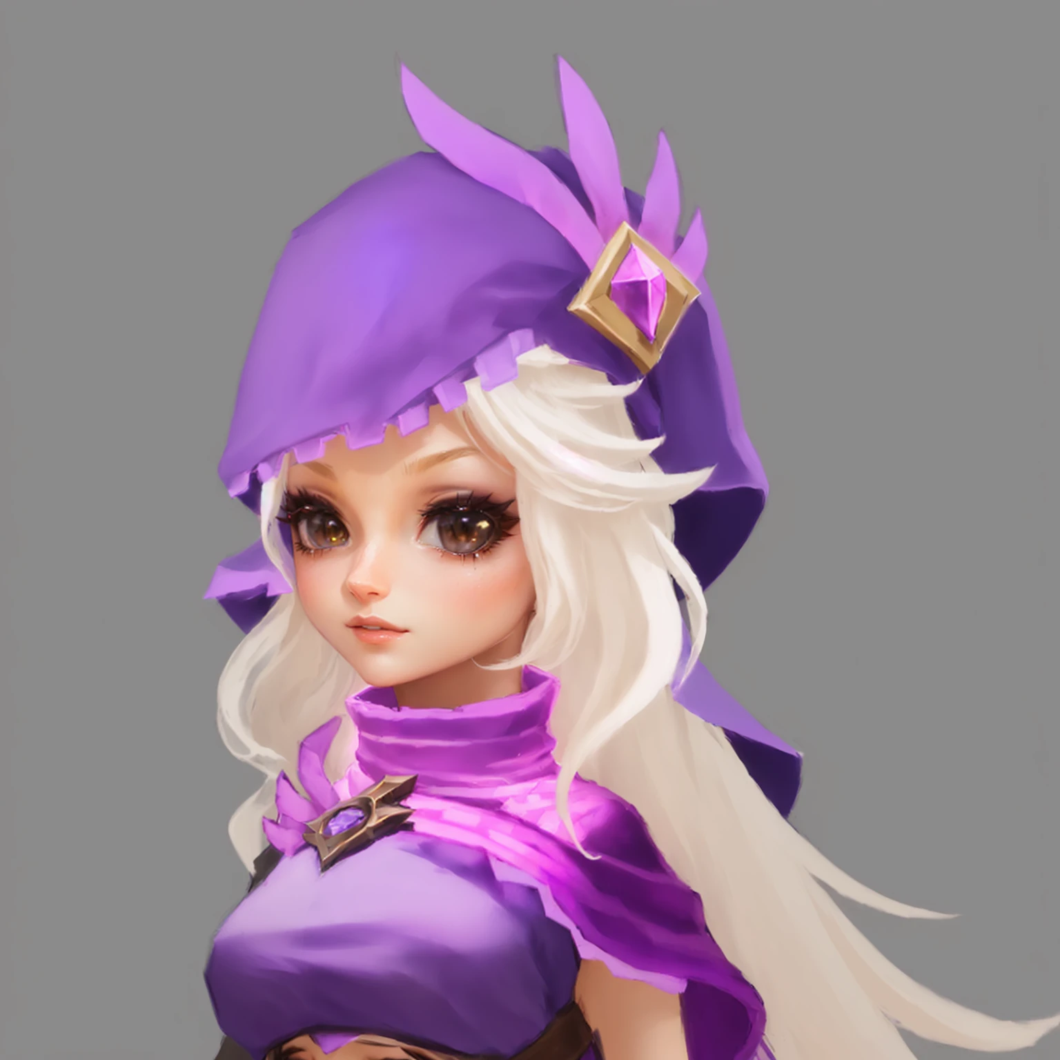 Close-up shot of cartoon character wearing purple hat, Epic Mage Girl Character, Character artwork, Role playing game character avatar, Portrait of a female mage, Stylized anime, Super detailed fantasy characters, very detailed character, Elf Character, hero Character art, Close-up characters, Close-up portrait of a mage, Mysterious art style, Humanity :: witch, Character art