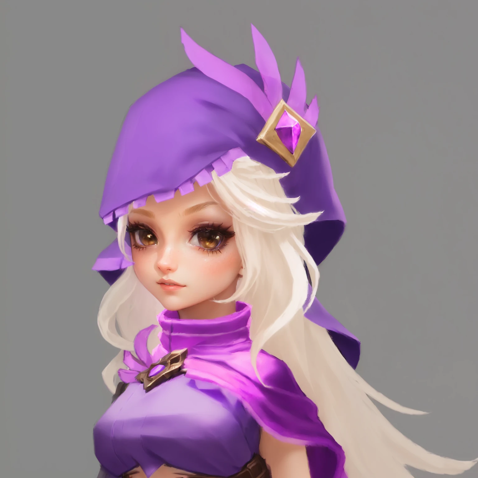 Close-up shot of cartoon character wearing purple hat, Epic Mage Girl Character, Character artwork, Role playing game character avatar, Portrait of a female mage, Stylized anime, Super detailed fantasy characters, very detailed character, Elf Character, hero Character art, Close-up characters, Close-up portrait of a mage, Mysterious art style, Humanity :: witch, Character art