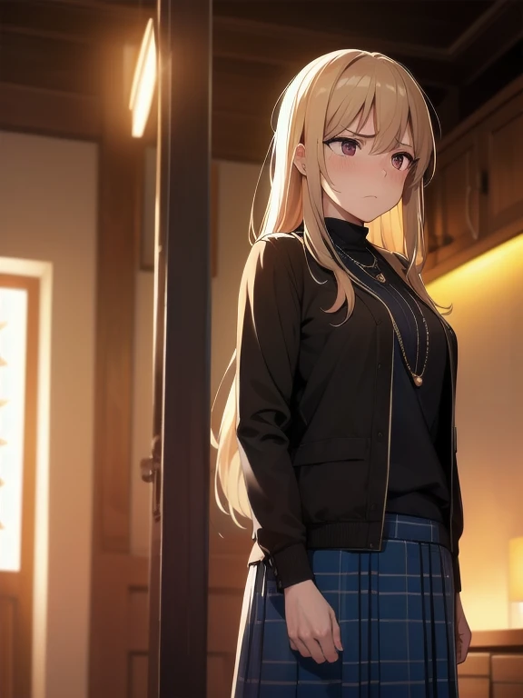 (Highest quality:1.37), (masterpiece:1.37), High resolution, Physically Based Rendering, Bokeh, (Cinema Lighting:1.37), Cocolia V5, (Are standing:1.25). The artwork is manga inspired.、Adopting the doujin style. The woman (Be incontinent:1.5), She feels embarrassed and humiliated, Her face turned red.. In addition, There is an air of anger in her expression. The lighting in this scene is atmospheric., Spotlight illuminates the woman's figure, Arms crossedいる (Arms crossed:1.5), (Cross your arms:1.5), Pee stains, Pee stains on jeans, Large Breasts, skinny