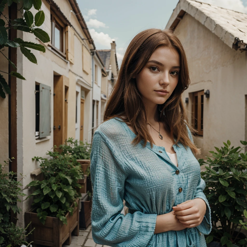 Génère moi la plus belle femme rousse du monde avec un visage ultra réaliste et ultra détaillé , une tenue d’été très original tres moderne et très belle , des bijoux luxueux des plus grandes marques de bijoux ainsi que des accessoires ceintures …. De la marque Gucci avec un fond d’un paysage de nature 