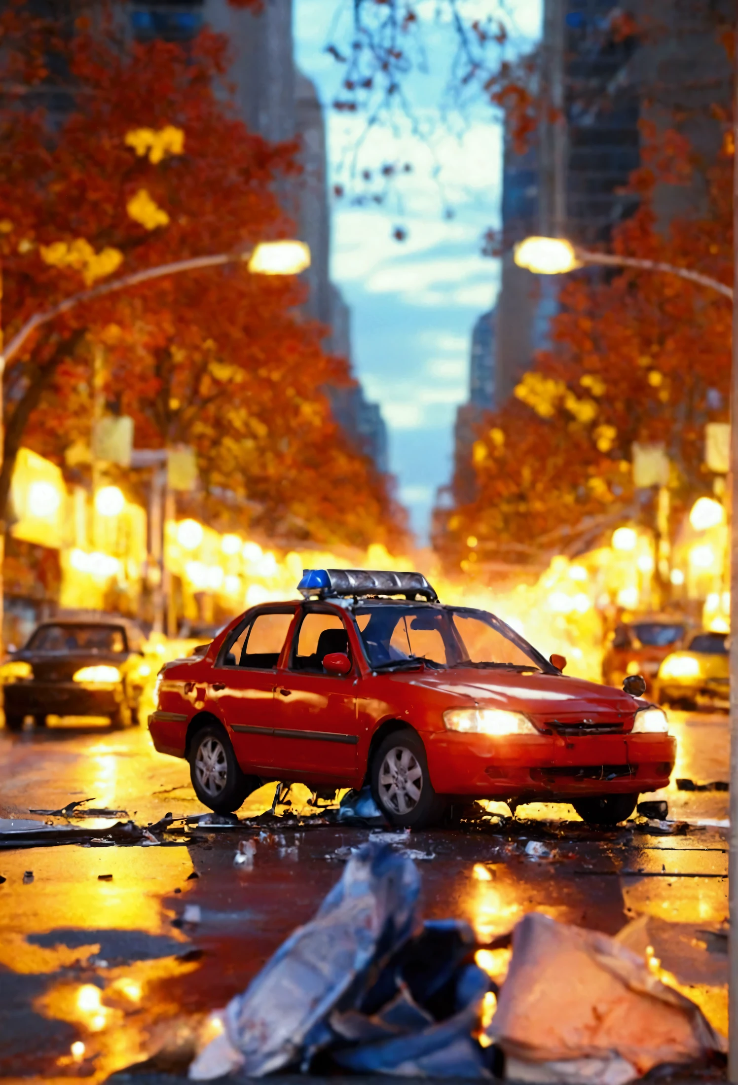 A traffic accident involving a car