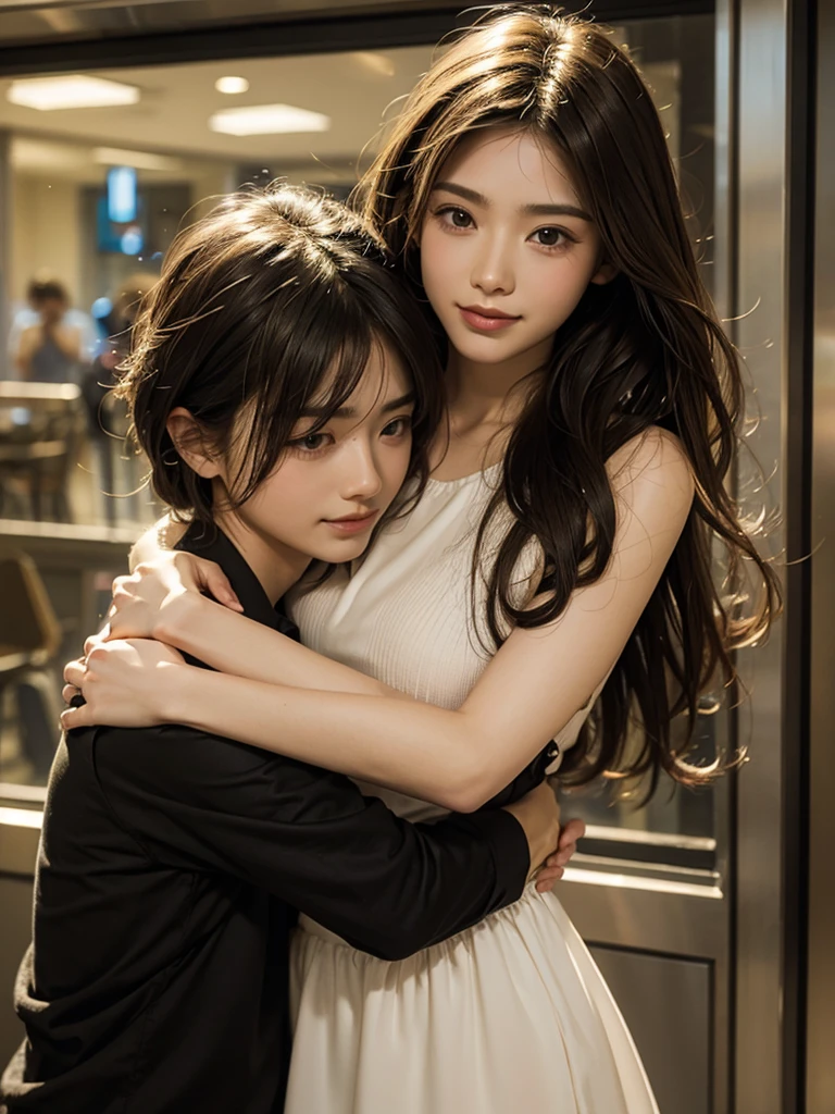 Man and woman, hug