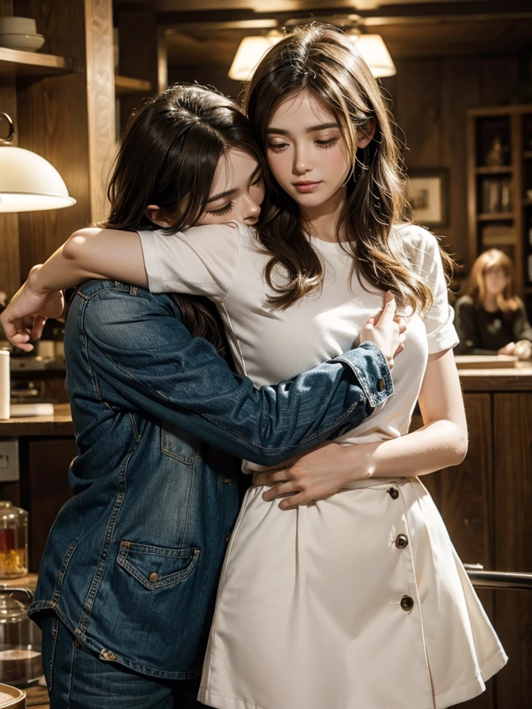 Man and woman, hug