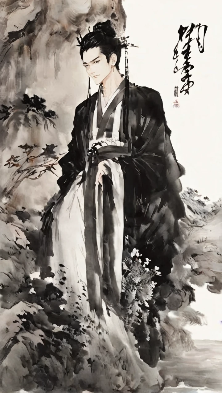 Chen family cold, ink portrait, Kuroo frome Haikyuu, gorgeous clothing,Beautiful and luxurious clothes,Line Art,Chinese ink ,Chinese ink ,Kuroo frome Haikyuu,Kuroo frome Haikyuu,Kuroo frome Haikyuu