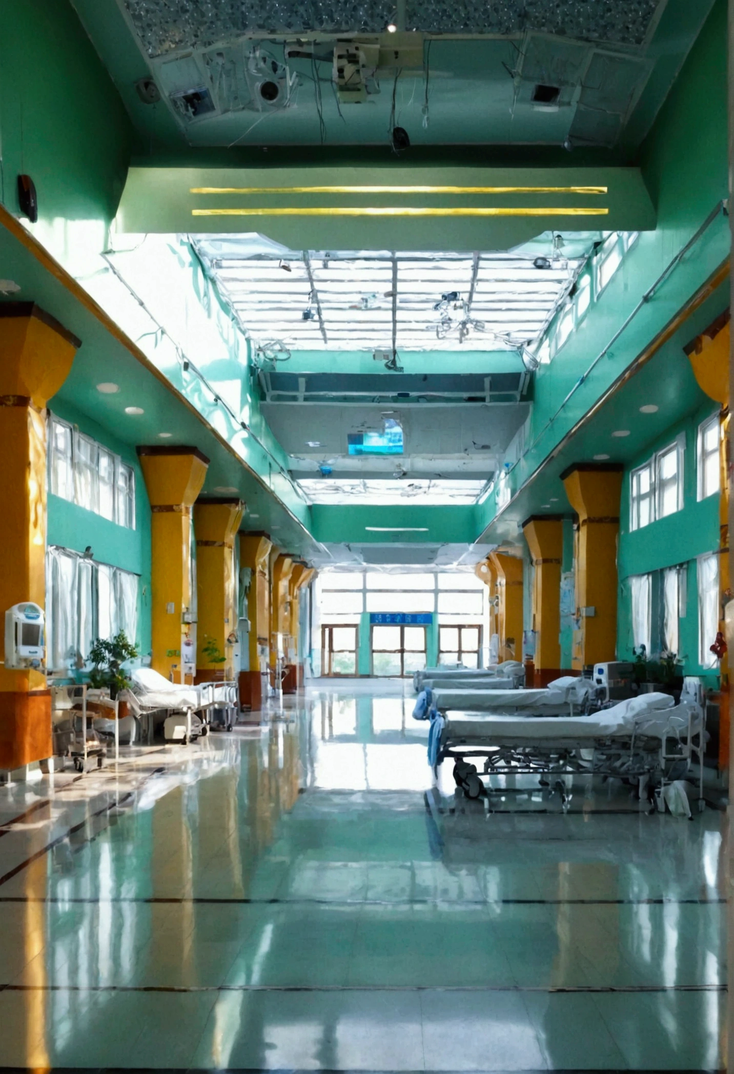 Inside the hospital, Oriental medicine hospital, Large space, ward, bed