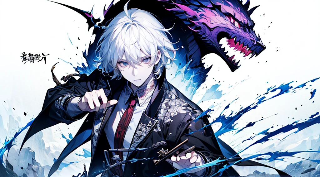 anime, a man with a sword in his hand and a demon in the background, handsome guy in demon slayer art, nagito komaeda, white haired deity, badass anime 8 k, anime epic artwork, high detailed official artwork, by Yang J, anime wallaper, detailed anime character art, hd anime wallaper, thancred waters, detailed digital anime art