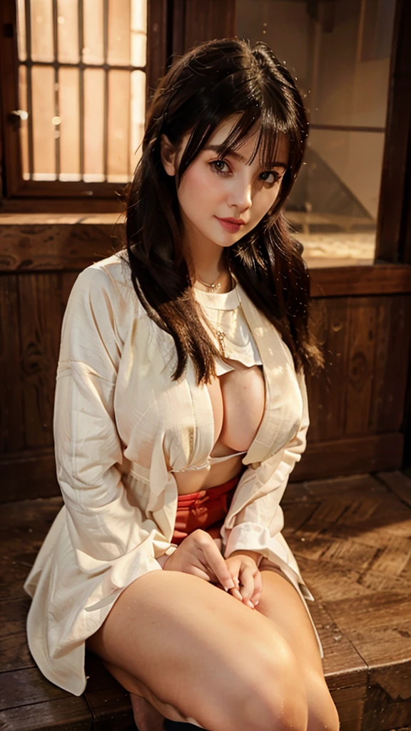 tiny girl、Cute Japan person、Junior high school girl、Spread your legs apart、((Top image quality、masterpiece:1.3))、1girl in、foco nítido:1.2、Beauty with a perfect body:1.4、Slim abdomen:1.2、bangss、brown haired、length hair、Cute、((Colossal tits:1.8))、(Beautiful nipple:1.2)、cleavage of the breast、crouching cowgirl、Clean teeth alignment、Happy smile、Highly detailed facial and skin texture、 A detailed eye、二重まぶた、耳Nipple Ring、a necklace、red blush、brightened light、Great kitchen、Naked and wearing only an apron、No panties、Clothes with a small fabric area、Lace pattern、Mesh fabric、Loose shoulder straps、Shooting from below、welcome home、Wrap Ribbon、Protruding udder