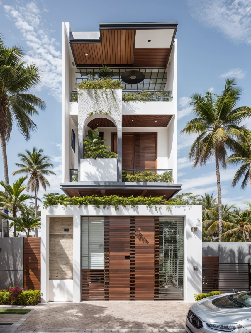 house exterior modern style, modernism, masterpiece, highquality, realistic photo, canon eos 5D mark, natural light,