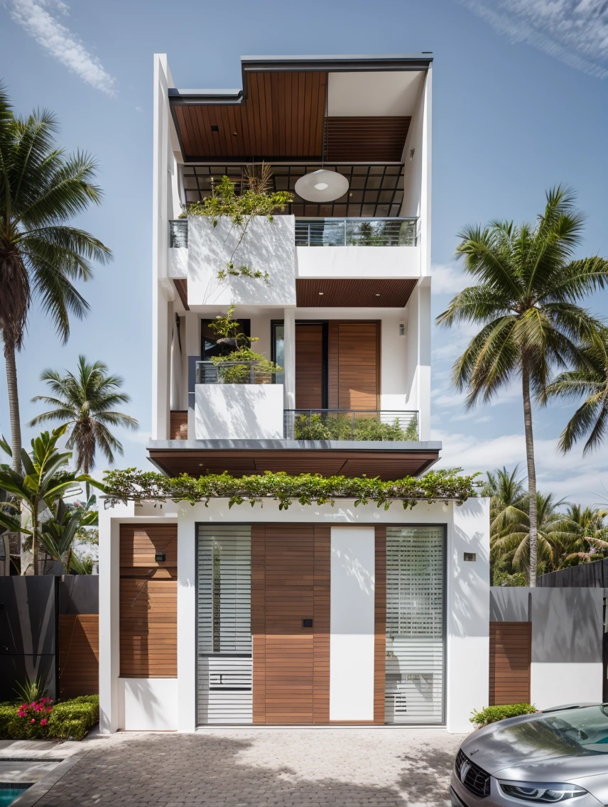 house exterior modern style, modernism, masterpiece, highquality, realistic photo, canon eos 5D mark, natural light,