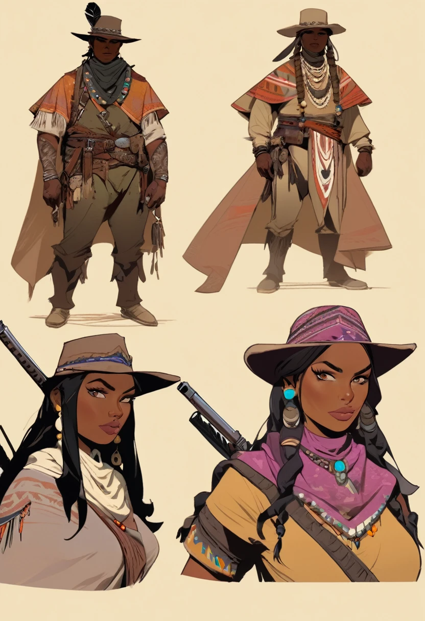 score_9, score_8_up, score_7_up, score_6_up, score_5_up, score_4_up, 1womam , Western, far away, Wild West, red dead Redemption, cartoon art style, Hunting, desert, Nightfall, Indigenous, Solo, Bow, Hunter, Thong, Indian marks, Crouching, stealthy, long straight hair, Plume, slim body