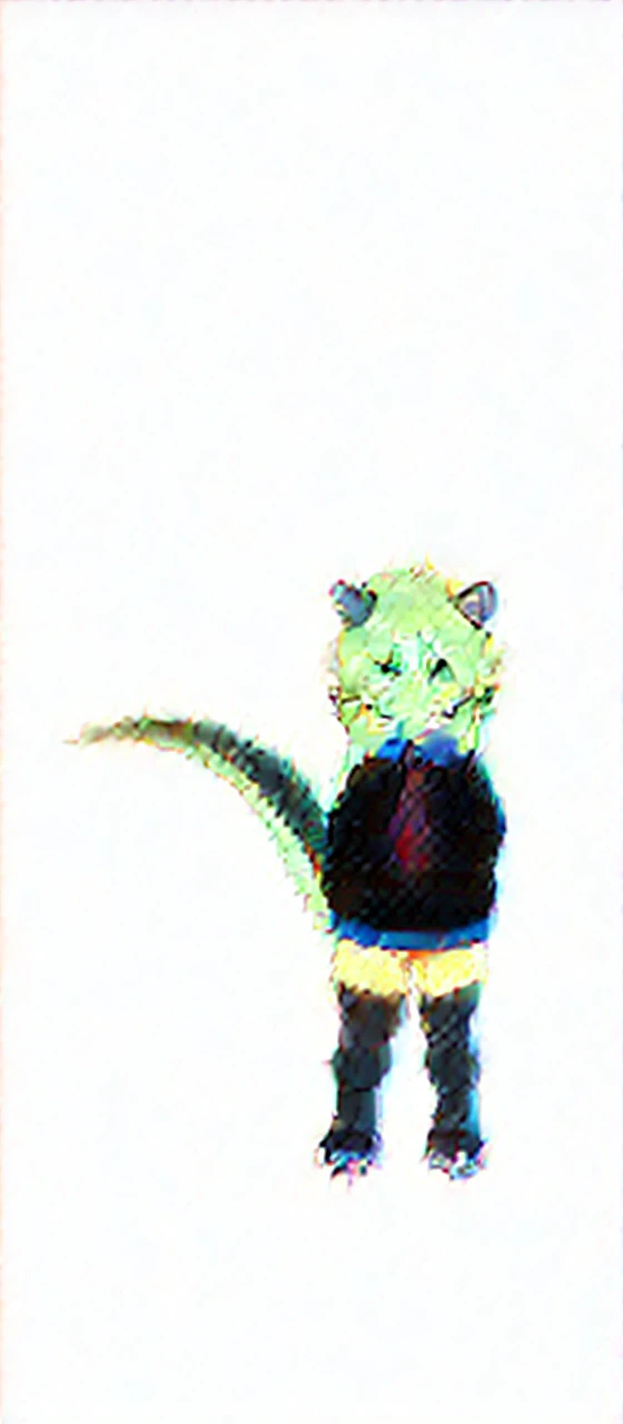 curious expression, hands up making claws