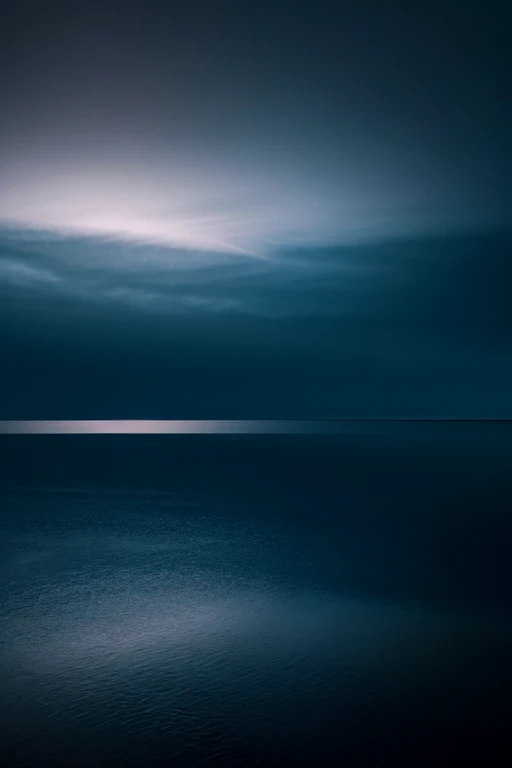 a dark expanse of water, reflecting a pitch black sky, vast expanse of water, ethereal atmosphere, no land, no stars, no visible light source, masterpiece