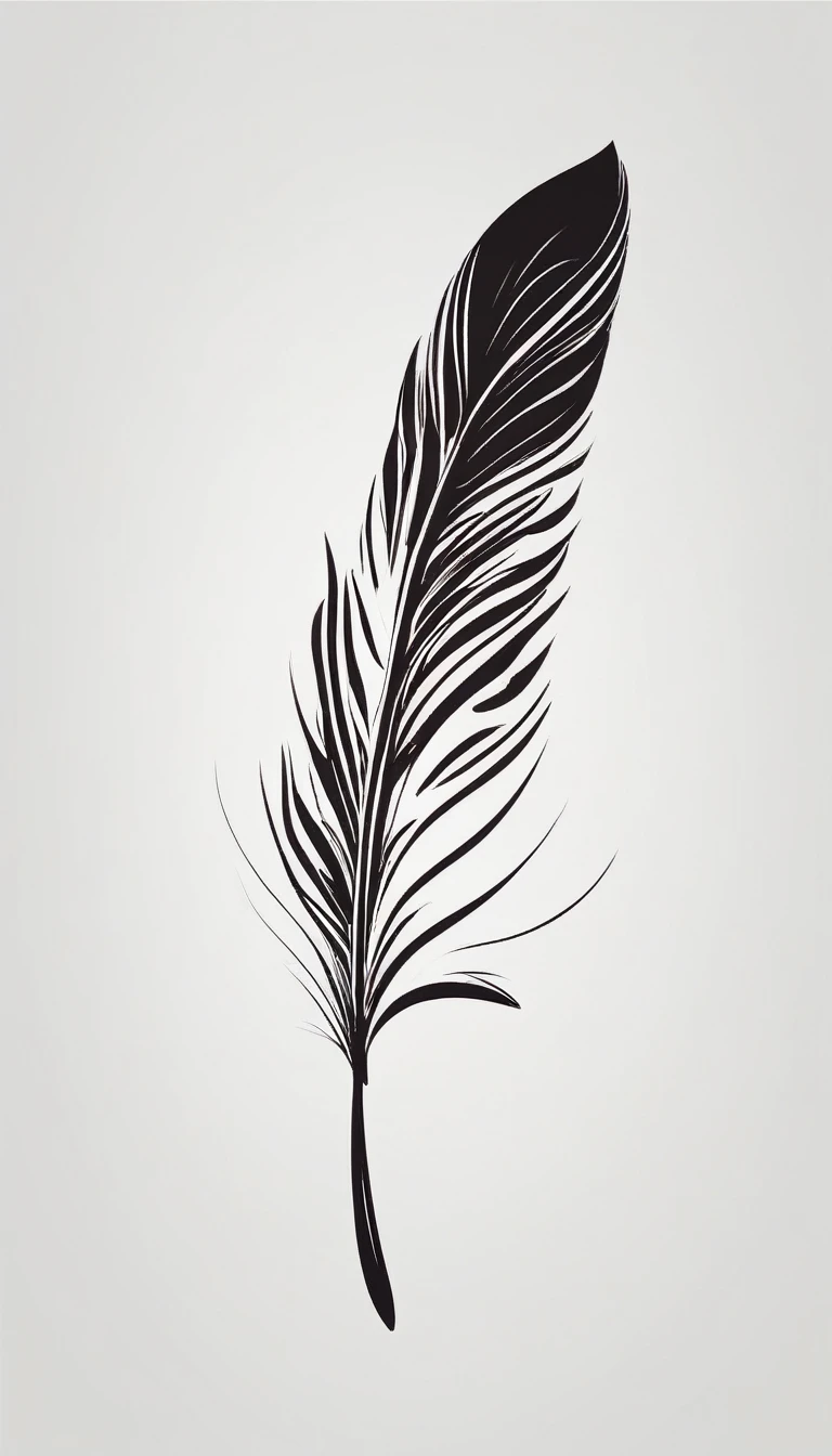 Create a cinematic, abstract symbol for a film production company based on stories and music. The logo should represent a Dreamy Feather. Minimalist symbol design