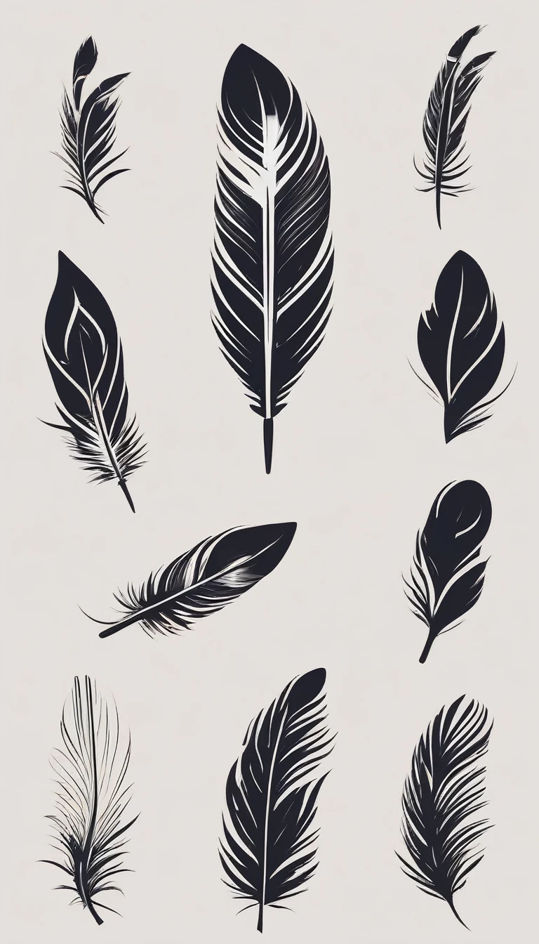 Create a cinematic, abstract symbol for a film production company based on stories and music. The logo should represent a Dreamy Feather. Minimalist symbol design