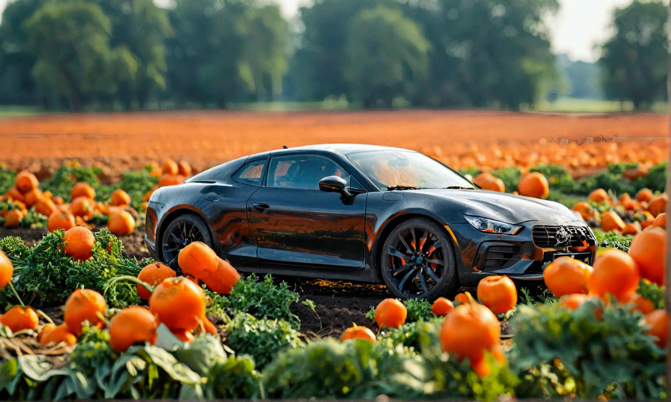 Close up shot of carrots in the field