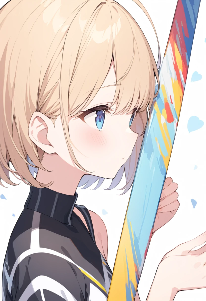 Cute touch painting、Short Hair Girl、Look this way、View here、Oblique body、Body sideways、Direct your gaze this way